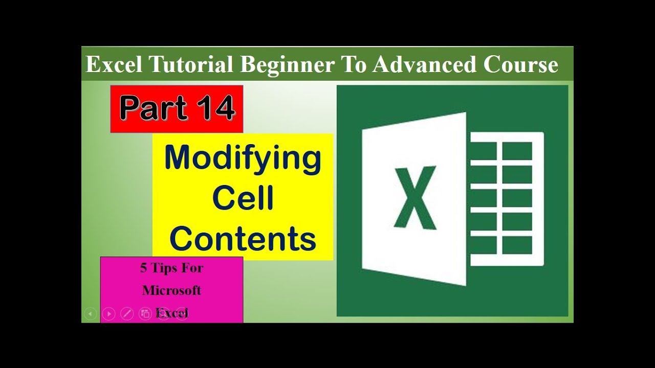 14 Modifying Cell Contents | Microsoft Excel tutorial for beginners ...