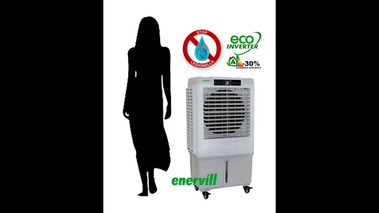 ventilador climatizador evaporativo portatil profesional Enervill grande  con caudal de 18000m3/h