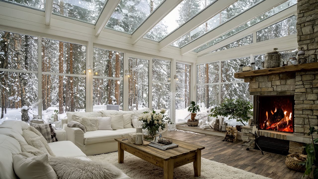 Deep Winter Cabin Retreat | Frozen Snowfall and Cozy Fireplace Sounds for Better Sleep