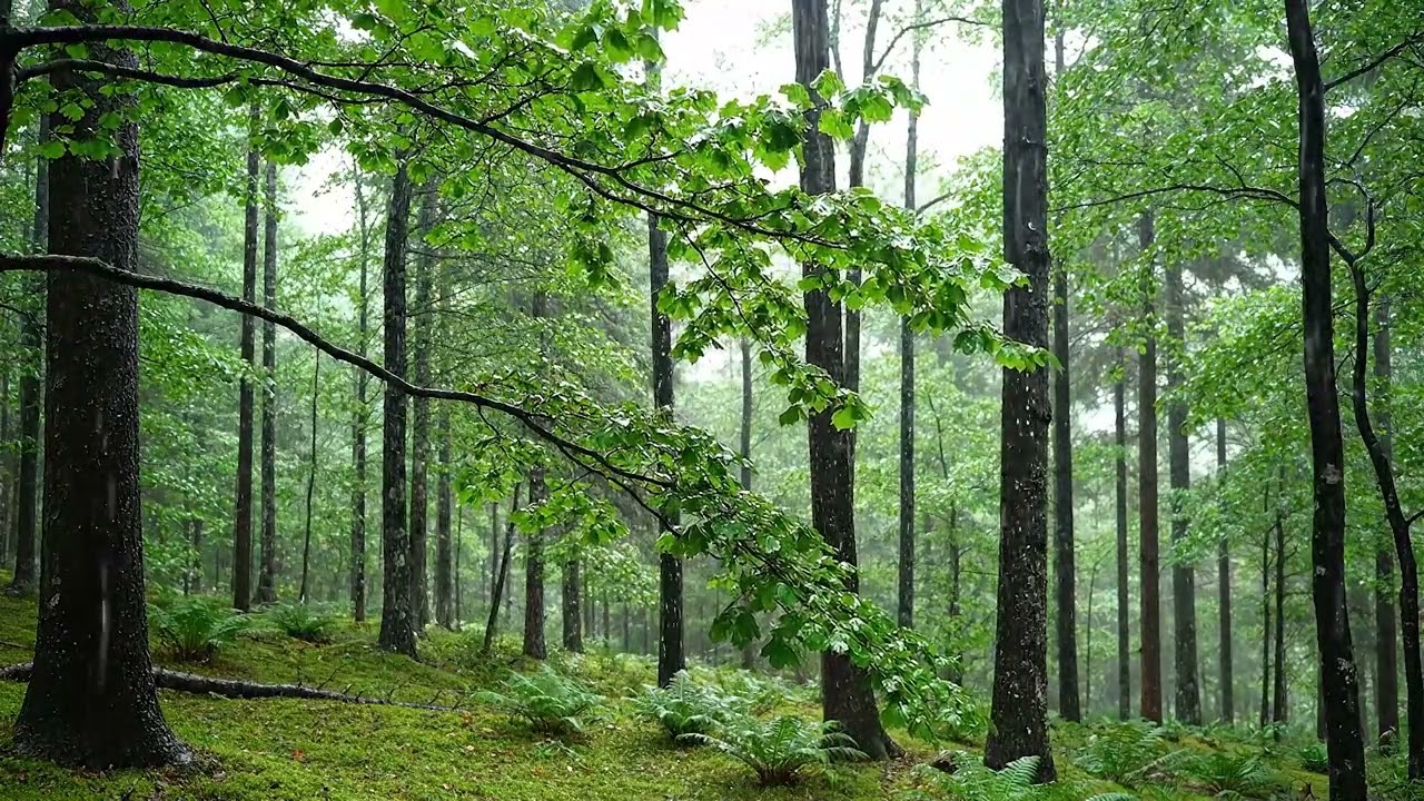 Soft Rain in a Deep Green Forest 🌧️🌲 | Relaxing Nature Sounds & Birds Chirping
