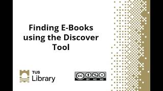 Find eBooks using the library search engine Discover Tool