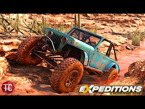 Видео: Expeditions: A MudRunner Game | NEW Jeepster Commando CRAWLER!