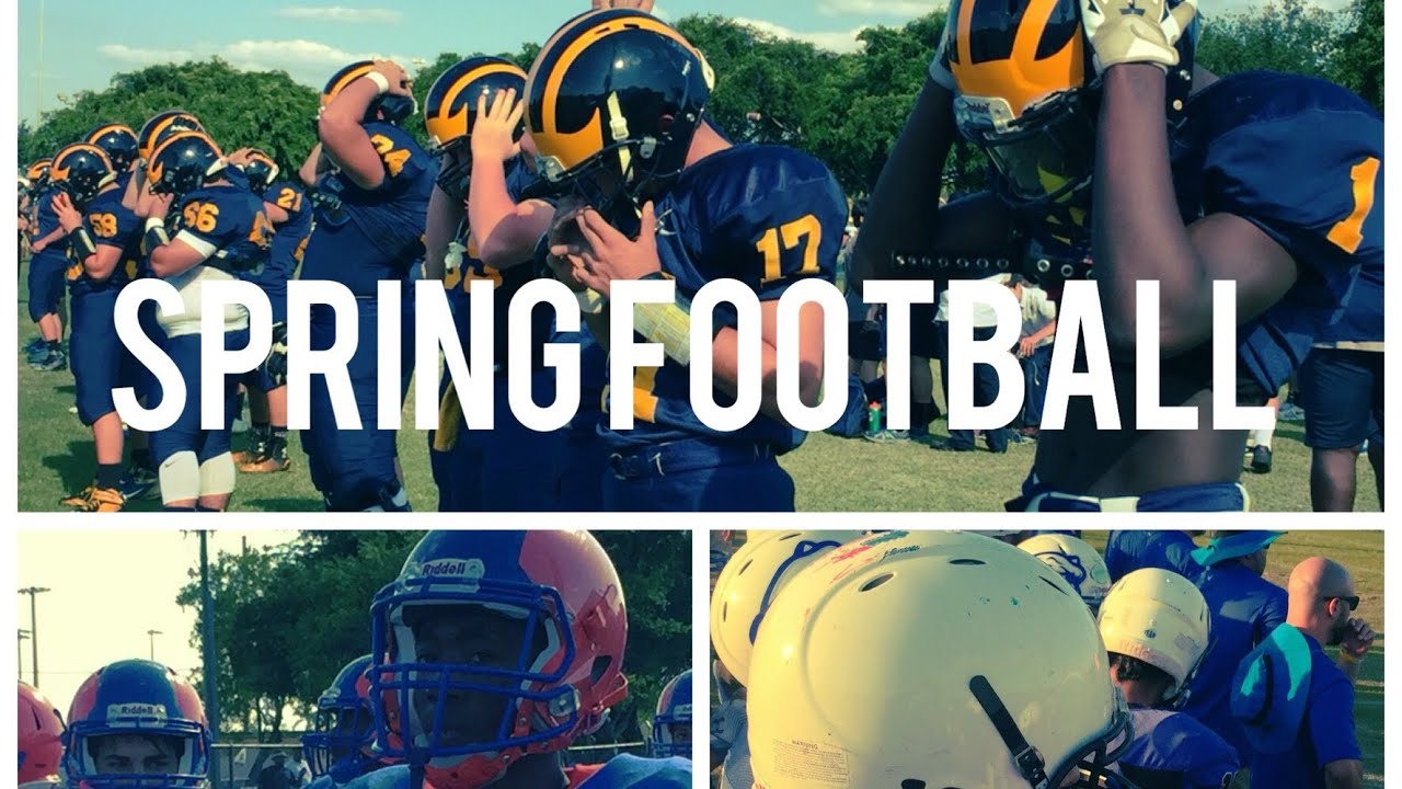 BIG HIT - Spring football helmet knocked off