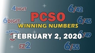 P165M Jackpot Ultra Lotto 6/58, EZ2, Suertres, and Superlotto 6/49 | February 2, 2020