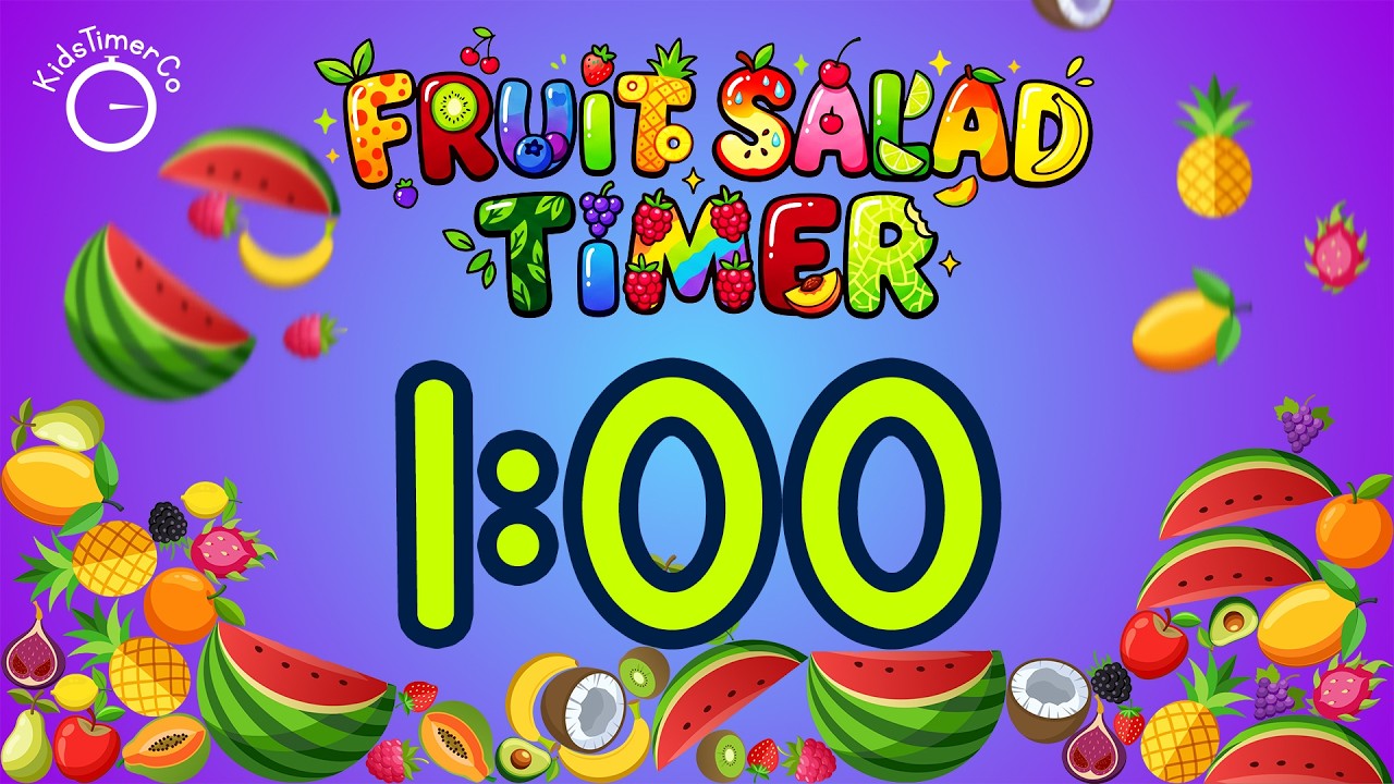 1 Minute Fruit Salad Visual Timer for Kids Classroom 🍉🍍