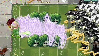 PvZ 2 Challenge - 50 Plants Max Level Boosted Pea Vine vs 150 Lawnbowl Gargantuar Zombies