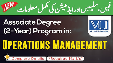 VU Associate Degree Program 2 years ADP: Operations Management