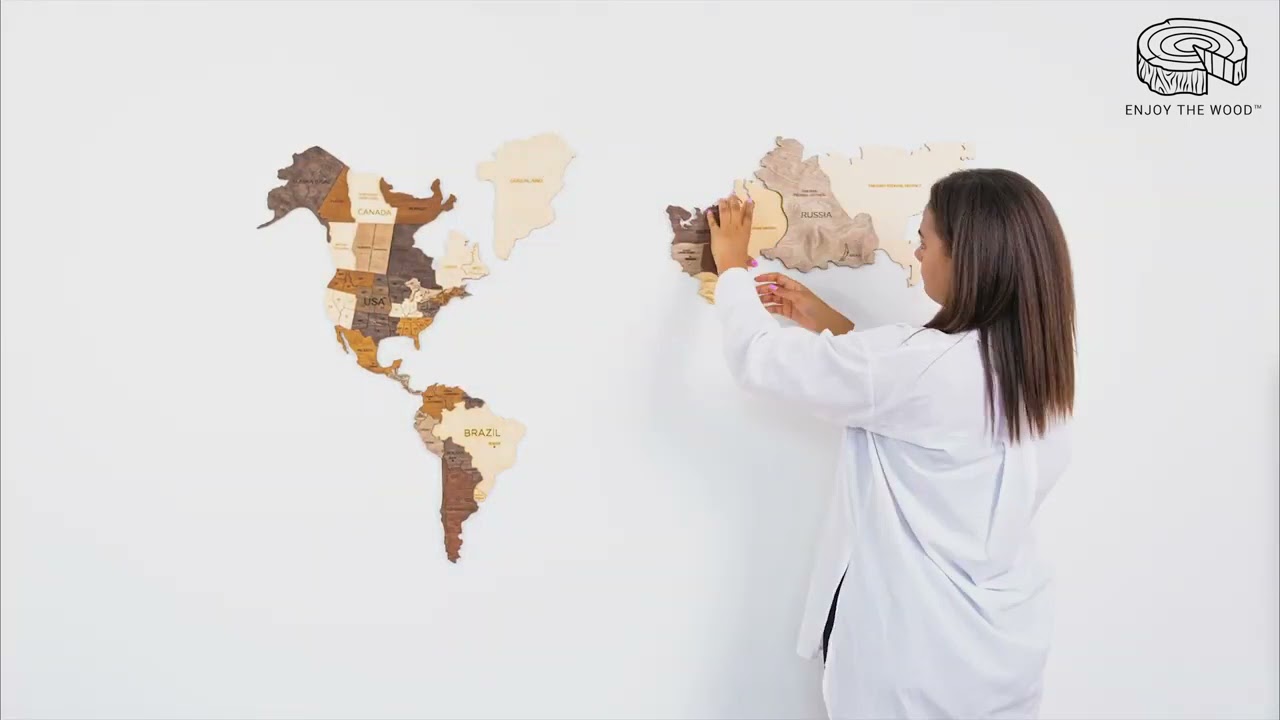 Carte du monde en bois 2D taille M Foncée - Creatif Wood - BCD