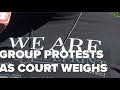 Group protests as court weighs new map