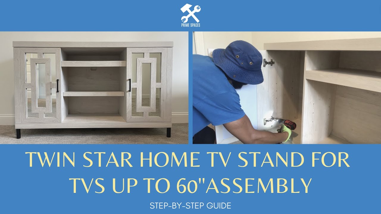 Twin Star Home TV Stand for TVs up to 60" with Mirrored