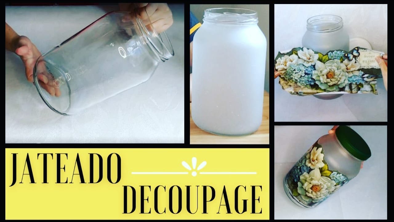 JATEADO E DECOUPAGEM EM VIDRO - Técnicas e Dicas para Artesanato - Arte Minha Pintura - DIY