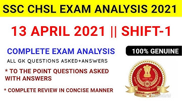 SSC CHSL Exam Analysis 2021/chsl exam analysis 2021/13 April Shift 1/chsl analysis 2021/chsl today