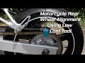 Motorcycle rear wheel alignment using straight rod tool