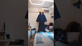 "Blue samurai meets room. Homebody seeks AC remote after time slip."#shorts
