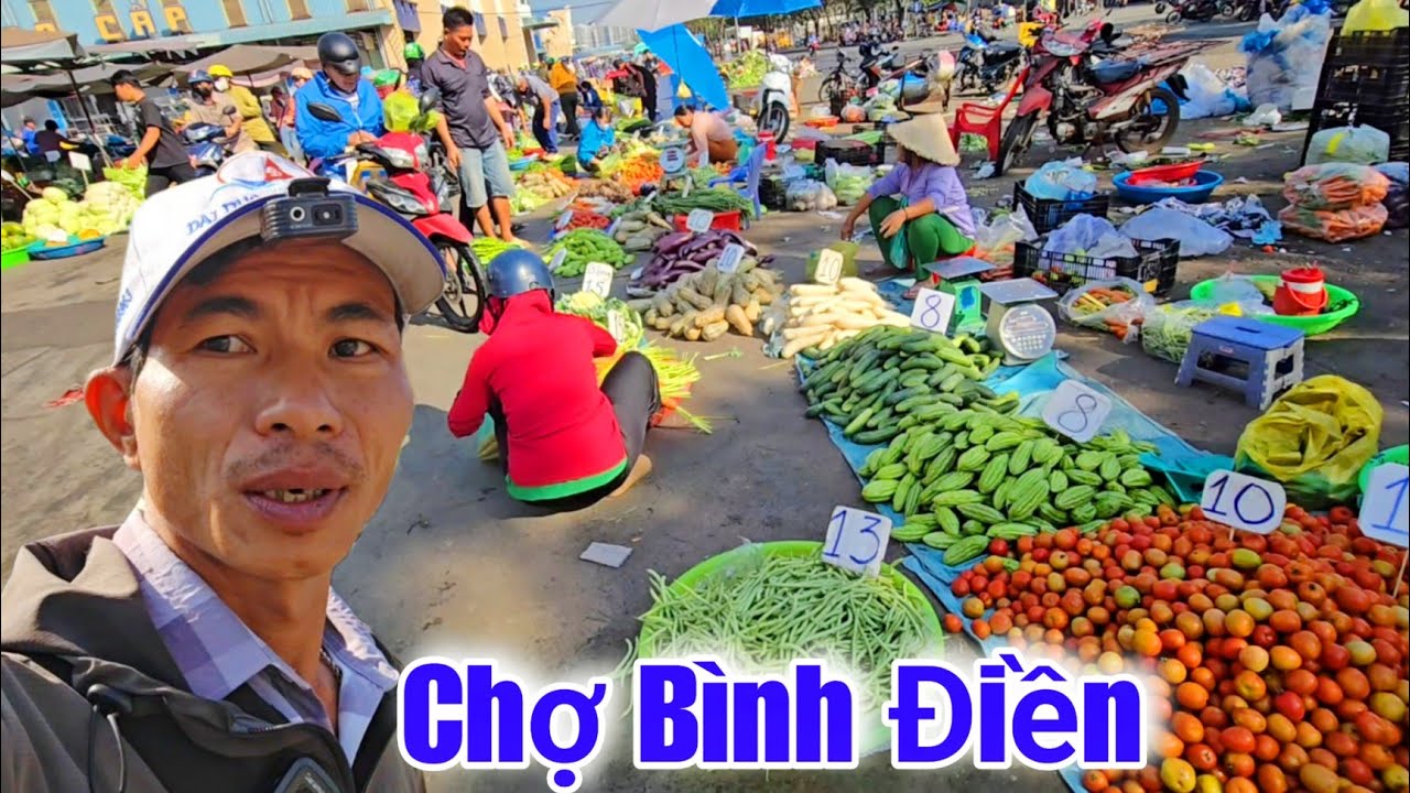 Chợ Bình Điền nông sản rau củ quả đổ đống