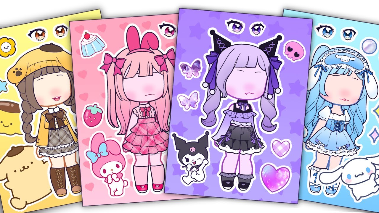 [Paper diy] 🌸산리오 스티커 코디놀이🌸/마이멜로디/쿠로미/시나모롤/폼폼푸린