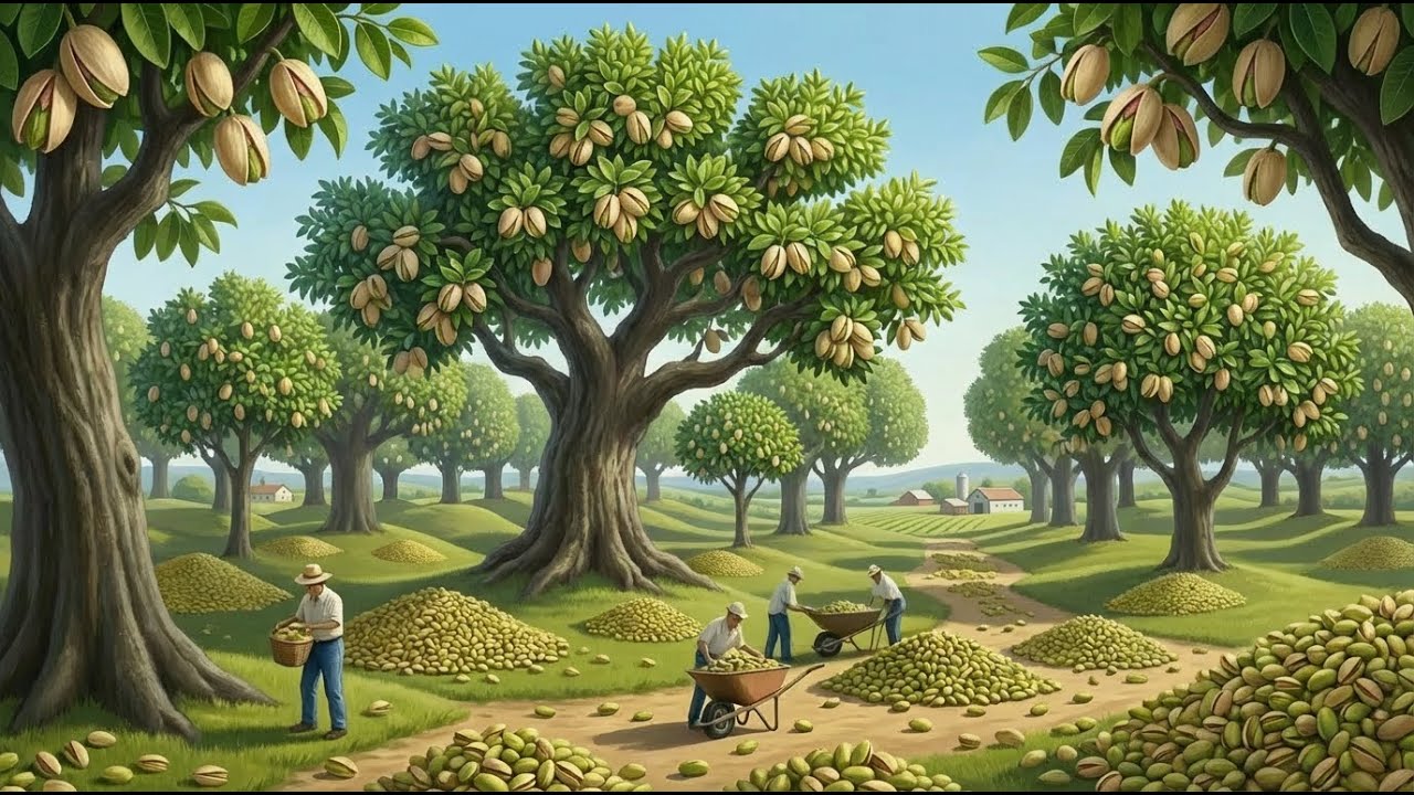 PISTACCHI | Così le MACCHINE ne raccolgono TONNELLATE (Dall'Albero alla Fabbrica)