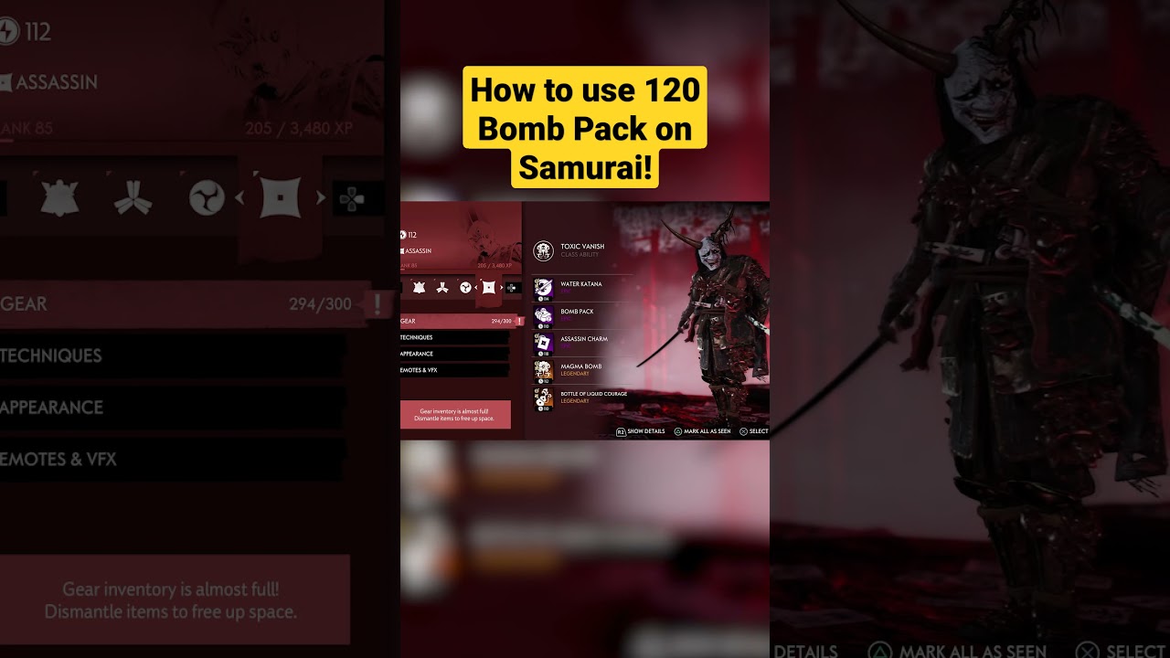 Here's how to use a level 120 bomb pack on your Assassin/Samurai! 
