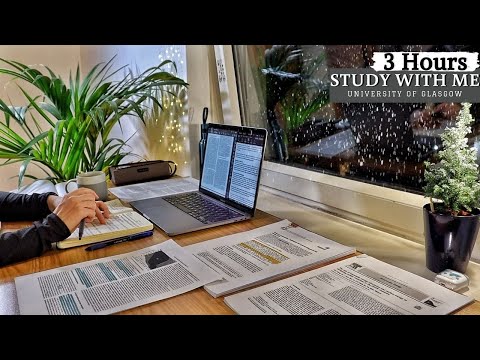 3 HOUR STUDY WITH ME | Background noise, Rain Sound,10-min break, No Music, Study with Merve