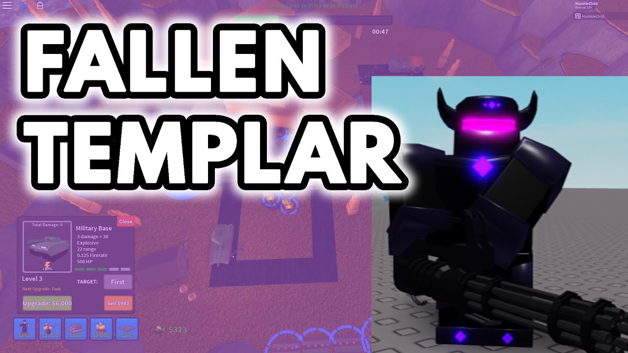 Fallen Templar Will Be The Most Op Boss Ever Tower Defense Simulator Roblox Youtube - fallen roblox discord