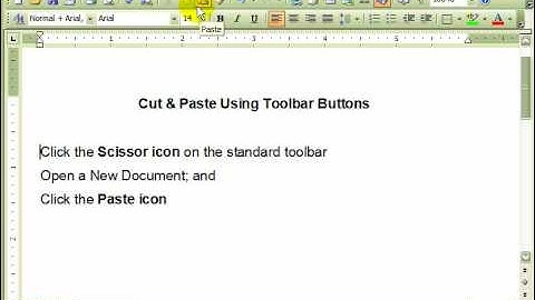 Cut and Paste using the Toolbar