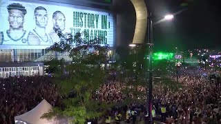 Milwaukee Bucks fans celebrate winning the NBA Finals