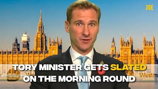 Tory Minister gets grilled over and over again on the morning round