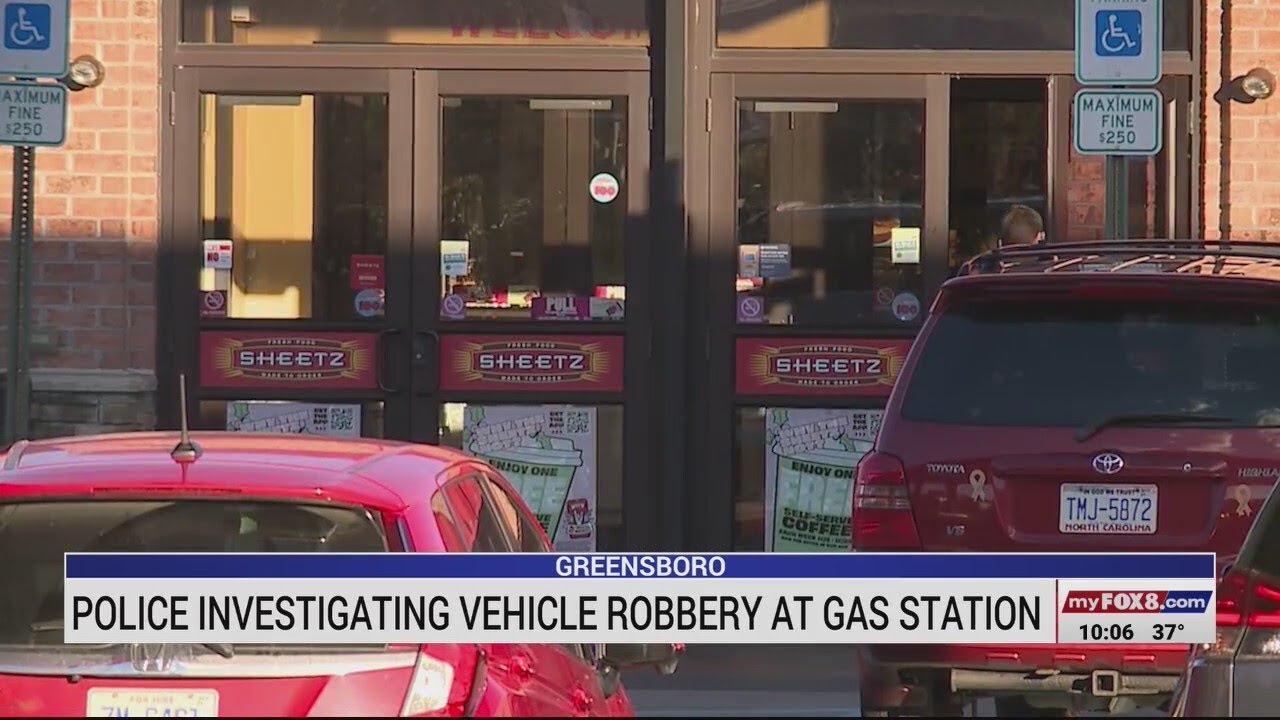 Greensboro police investigating vehicle robbery at gas station - YouTube