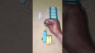 Powering 2 RGB LED &amp; 10 green strip light With A Gear Motor Generator _ DC Motor#dcmotor#tech#shorts