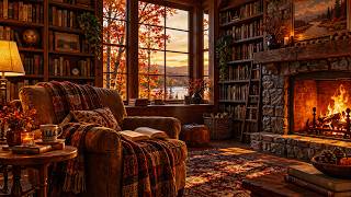 Autumn Reading Room by the Fireplace 🍂 Soft Piano for Reading & Relaxation screenshot 3