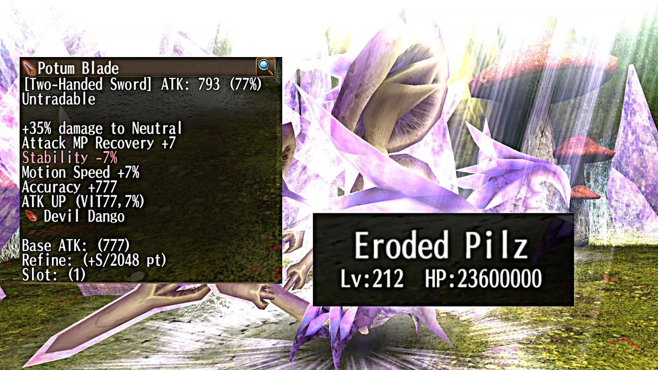 Toram Online Potum Blade Test VS Eroded Pilz (Ultimate) YouTube