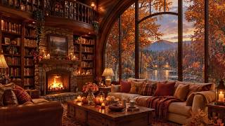 Gentle Autumn Lake Escape 🍂 Soft Jazz Piano, Rain Sounds & Crackling Fireplace for Study & Relax screenshot 3