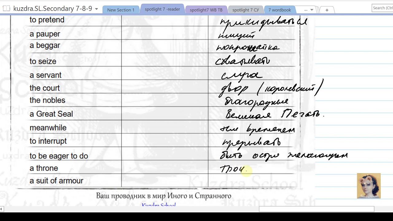 16. Spotlight 7.  СУ. Words. Module 1