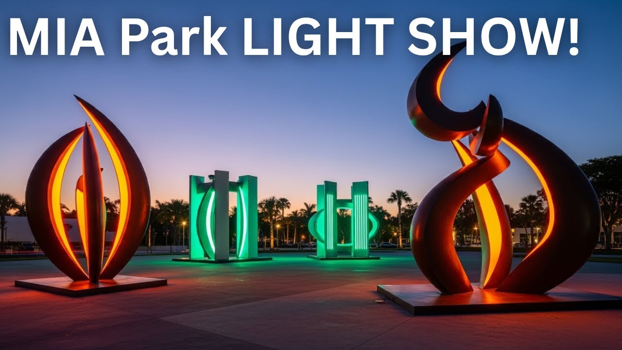 Световое оформление парка MIA ночью в 2025 году, чистота | iam_mex