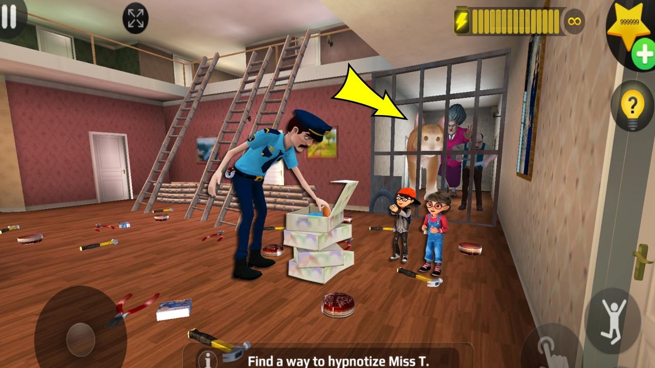 Scary Teacher 3D - troll Miss T many ladder and traps (Mod menu) gameplay part 5472 