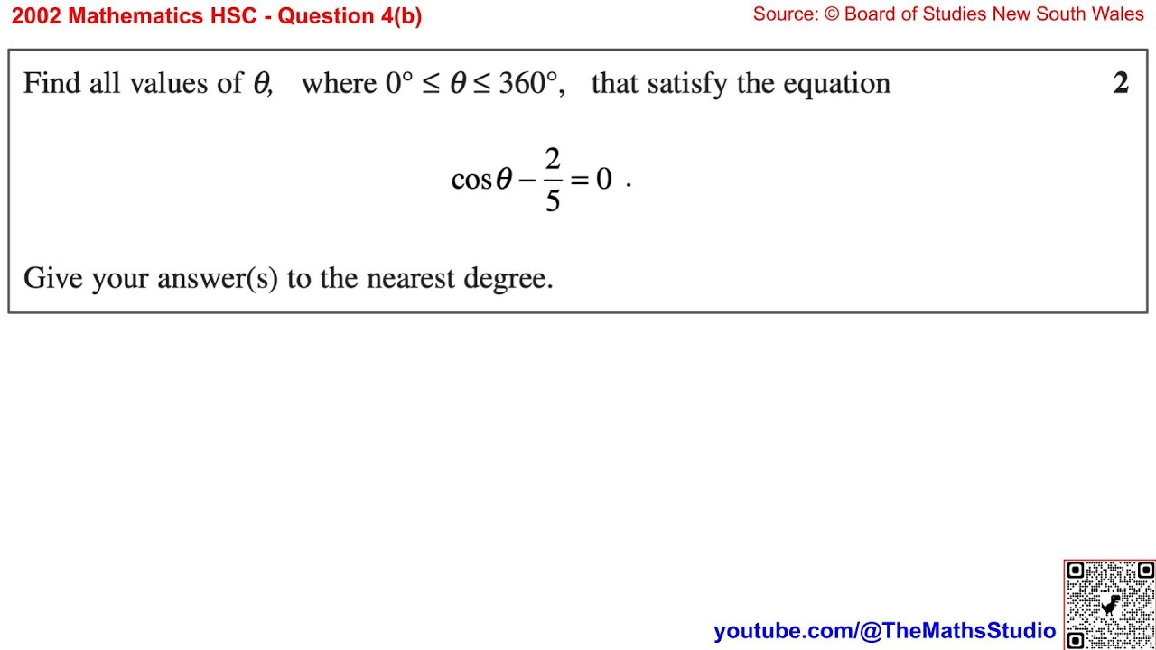 2002 Maths 2u HSC Q4b How To Solve Simple Trigonometric Equation For 2002 Maths 2u Hsc Q4b How To Solve Simple Trigonometric Equation For
