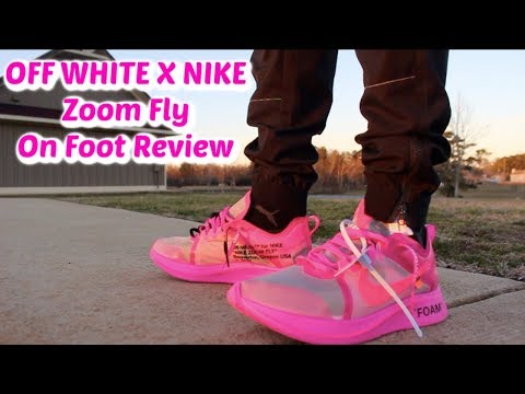 nike zoom fly off white pink on feet