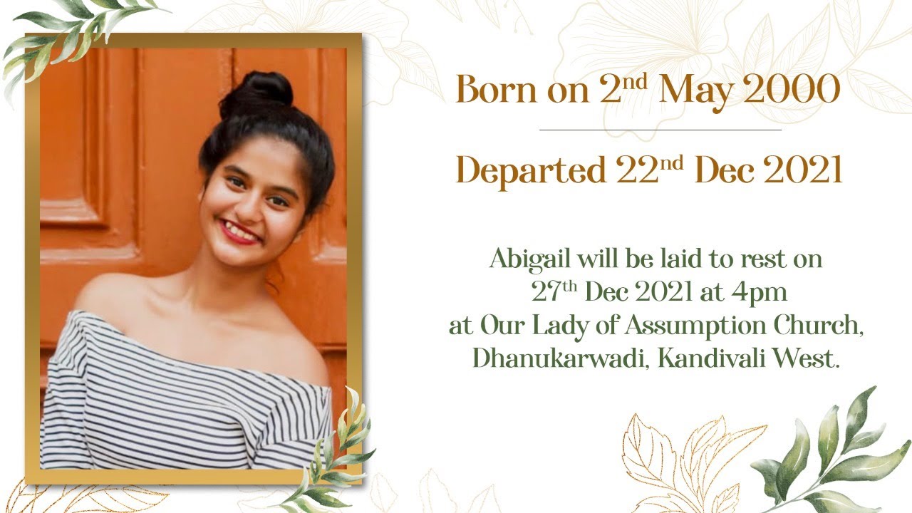 FUNERAL SERVICE | Abigail  | 27 Dec. 2021 | 4.00 PM (IST)