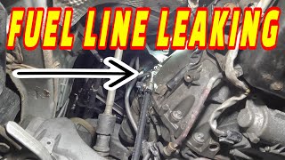 CUSTOMER STATES I SMELL GAS IN MY GARAGE! MERCEDES C300 COMMON FUEL LINE LEAK \& HOW TO REPLACE IT!