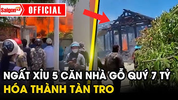 Nữ chủ nhân ngất xỉu khi 5 căn nhà gỗ quý 7 tỷ hóa tro tàn do đốt rác | Tin tức SaigonTV
