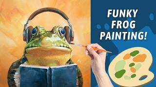Painting the Cutest Bookworm Frog in Acrylics! Acrylic Painting Tutorial |Whimsical Frog Painting