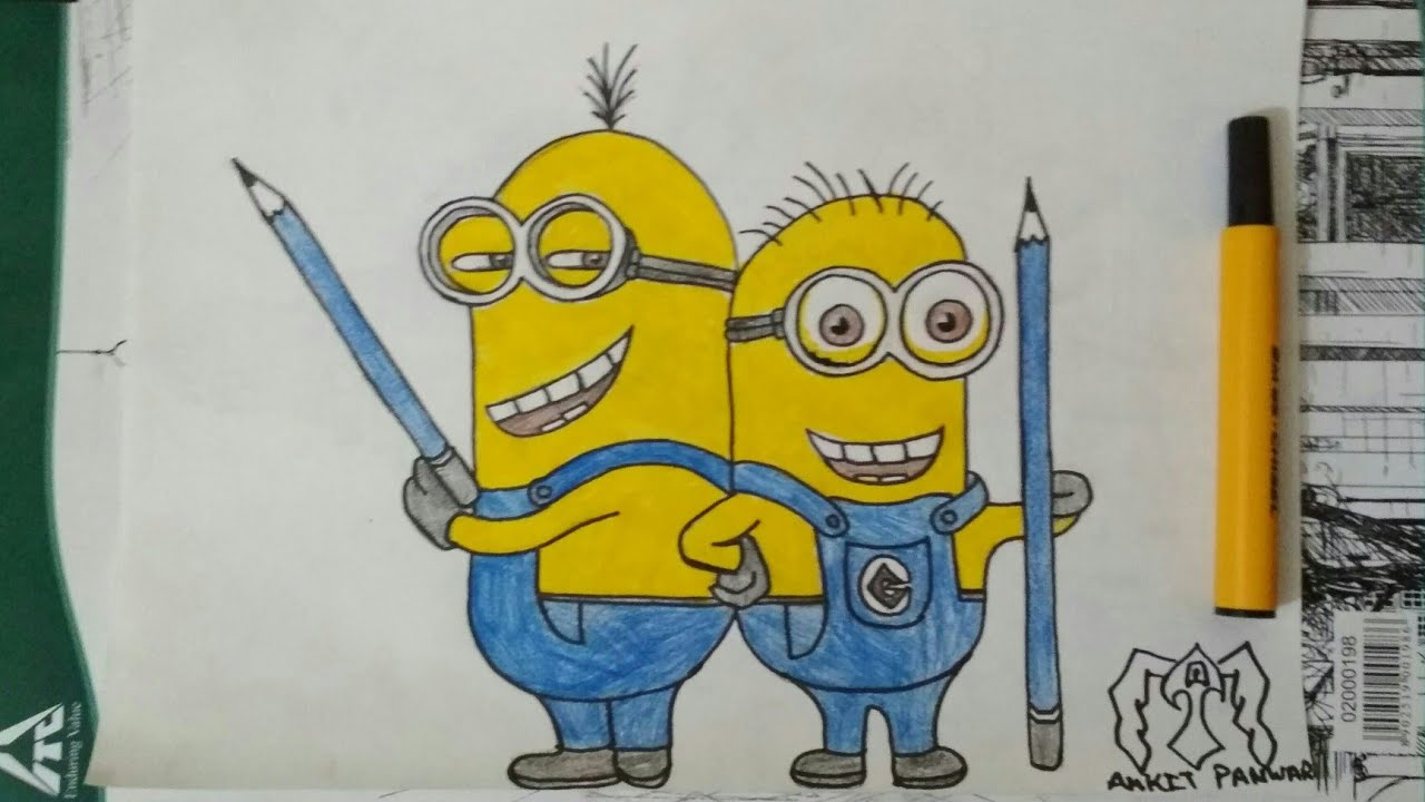 How to Draw Bob the Minion  Easy Step by Step Drawing Guides  Minion  drawing Minion art Minion painting