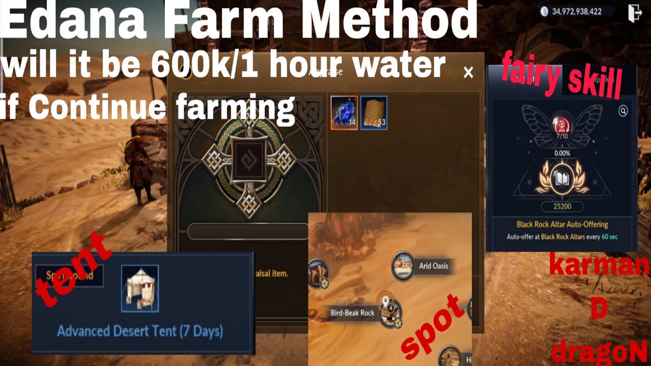 [black desert mobile] Edana farm method | tutor 600k edana/1 hour water ...