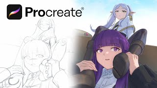 How I Draw Frieren &amp; Fern in Procreate - anime art speed painting / Speed drawing in Procreate