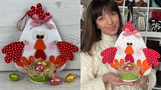 DIY TUTORIAL gallina con riciclo cartone e lattina