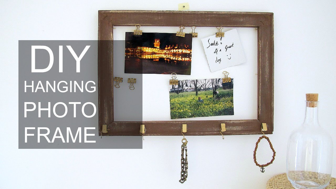 DIY HANGING PHOTO FRAME | WALL ROOM DECOR - YouTube