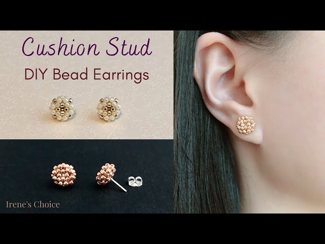 DIY seed beads stud earrings. How to make beaded earrings. Jewelry making 