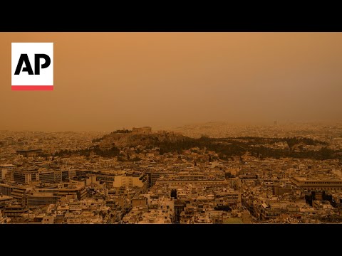 Athens, Greece, skies turn orange with dust clouds from North Africa