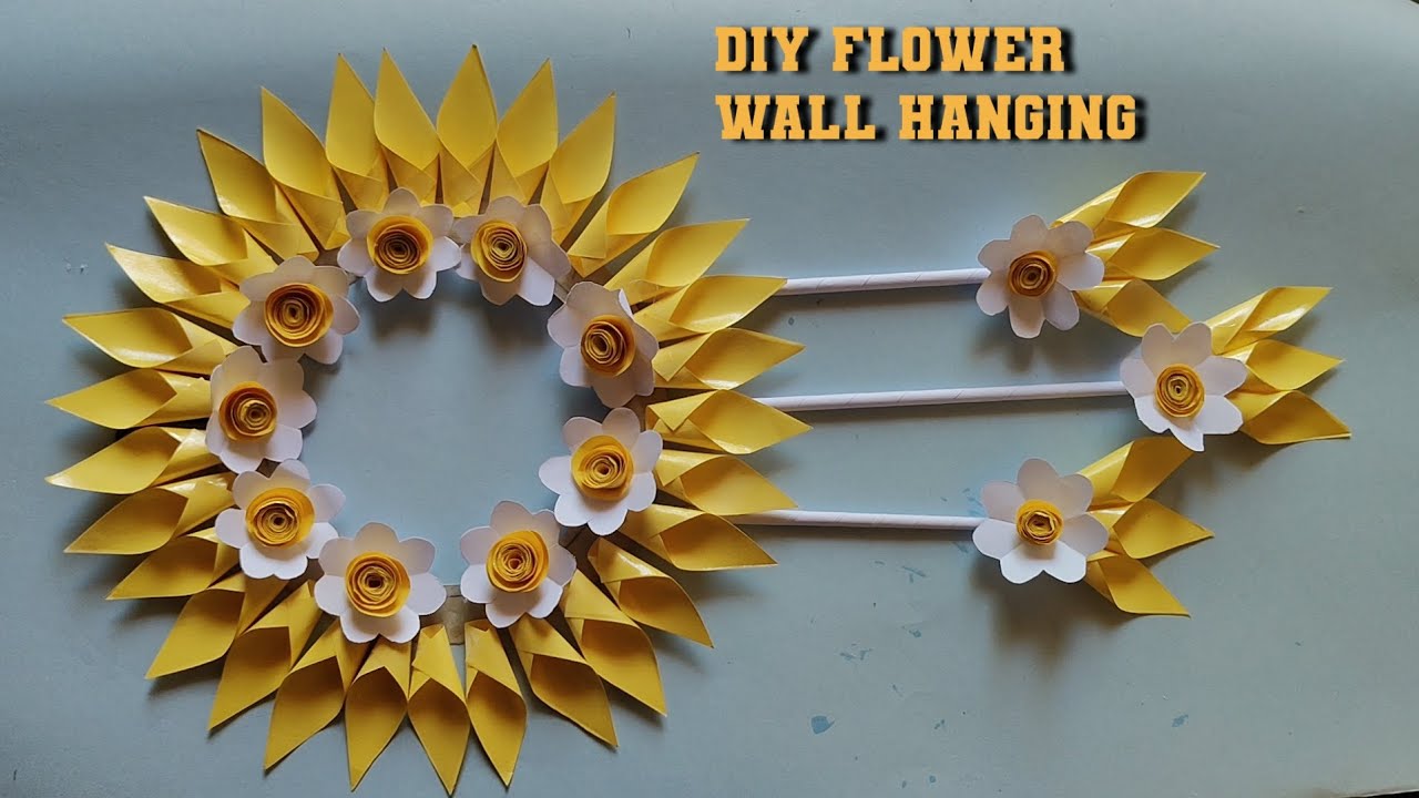 Diy paper flower wall hanging - easy craft for beginners - how to make pepar wall hanging