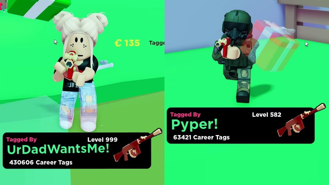 Roblox Big Paintball 114 tags, Skeleton gun vs. 2 Santa guns in the